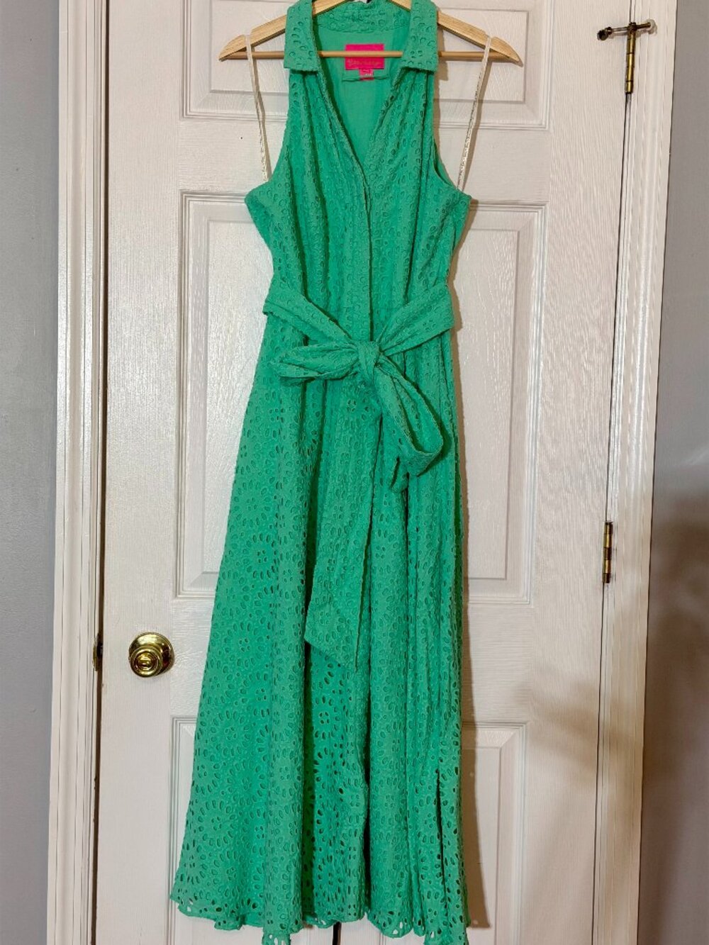 Lilly Pulitzer Chrisella Eyelet Midi Shirtdress in Gustavia Green Beach Paradise